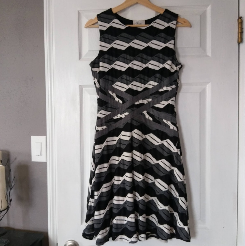 black white grey criss cross geometric tank dress
